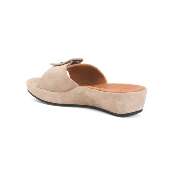 L'AMOUR DES PIEDS Taupe Suede Callye Comfort Wedge Sandals - Picture 2 of 2